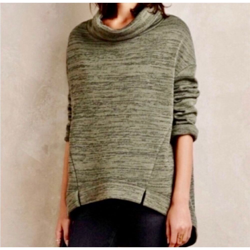 Anthropologie Saturday Sunday Marl Oversized Funnel Neck Sweater Green Women's S